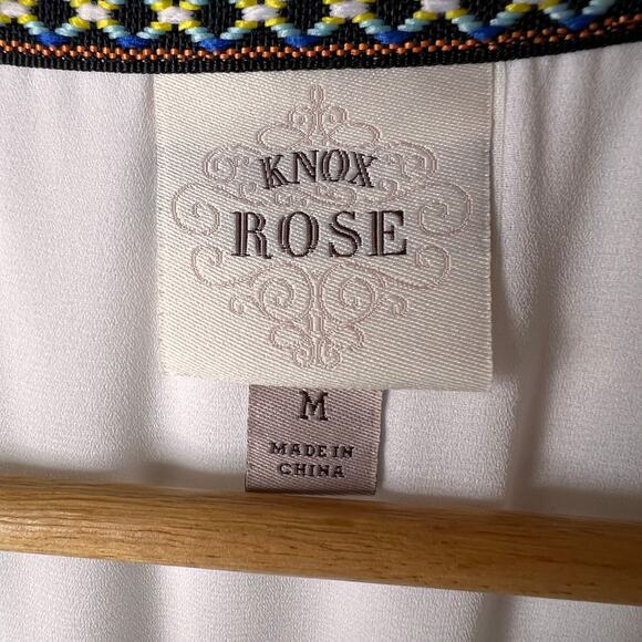 Knox Rose Dress Womens Size Medium Ivory Swiss Dot Peasant Style Tiered Maxi - Picture 2 of 16